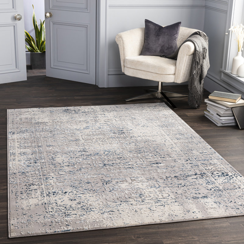 17 Stories Addilyn Oriental Dark Blue/Beige Area Rug Wayfair